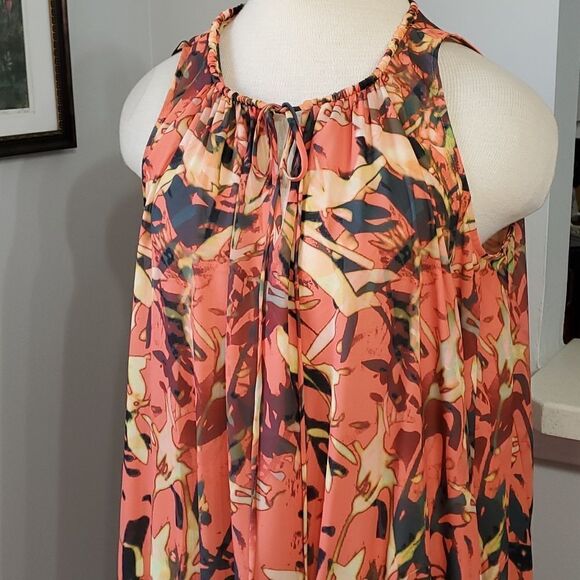 CATHERINE‎ MA Landrino sleevless dress.. Tie at top.. big ruffle. Cottagecore. - Picture 2 of 8